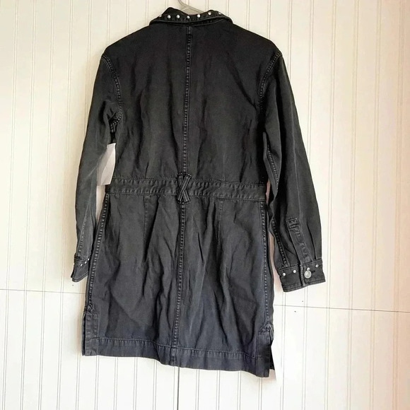Current/Elliott  Size S The Debbie Studded Denim Shirt Dress Washed Black NEW! - Picture 4 of 8
